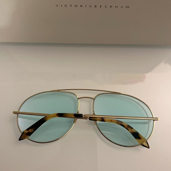VICTORIA BECKHAM Rounded Metal Aviator SUNGLASSES MSRP$395 Handmade in ITALY